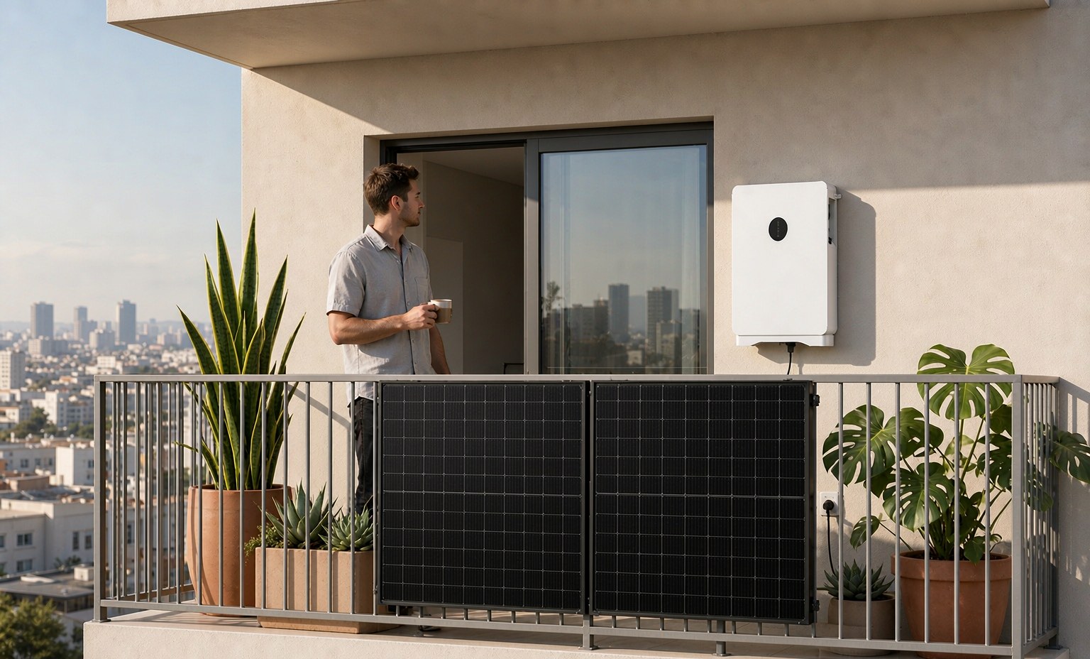 Balcony solar panels plugged into an apartment — Zhenergy balcony solar and storage scenario